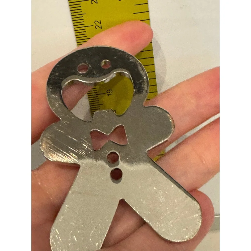 Gingerbread Man Silver Tone Metal Bottle Opener Holiday Christmas Novelty Tool